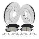 unire Front Brake Pads And Rotors Kit Compatible With 2005-2023 Nissan Frontier, 2005-2015 Xterra, 31412 D1094-8200 Automotive Replacement Brake Kits Geomet Drilled And Slotted Rotors 296mm(11.7in)