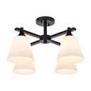 Matte Black Semi Flush Mount Ceiling Light, 4 Light Transitional Kitchen Lighting Fixtures with Opal Glass Shade, Hallway Light Fixtures Ceiling Mount for Dining Room, Living Room, Bedroom, Foyer