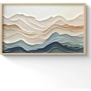 FAEKSUR Framed Abstract Neutral Wall Art for Living Room, Modern Watercolor Wave Landscape Canvas Print, Boho Minimalist Wall Art Home Decor for Bedroom, Dining Room, Office, 16x24 Inch