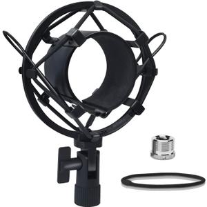 Universal Microphone Shock Mount, Mic Clip Holder for 47-53mm Mics, Anti-Vibration, High Isolation (Black)