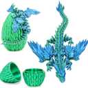 Mydhall 3D Printed Flying Dragon Egg with Articulated Dragon Inside – Toys&Gifts for Kids,Home Decor,Birthday,Easter (Forest Green,Medium)