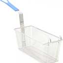 Adcraft Fry Basket with Durable Nickel-Plated Construction, Non-Stick Coating, and Temperature-Resistant Blue Handle, 12-7/8" x 6-1/2" x 5-3/8"
