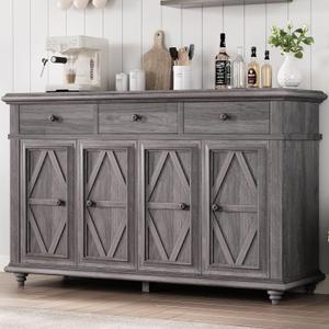 Farmhouse Buffet Cabinet with Storage, Sideboard Cabinet, Buffet Cabinet, Sideboard Buffet Cabinet with Storage, Large Wood Accent Storage Cabinet with Doors and Shelves for Entryway Living Room