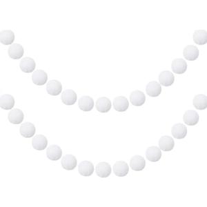 GCQQ White Pompom Garlands, 1.2" Large Pompom Garland Boho Decor, 16.4 Ft 60 Pompom Ball Garlands, Red White Christmas Garlands for Christmas Tree, Valentine's Day Indoor Mantle Decor(1.2"/3cm)