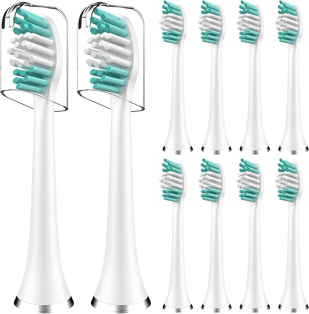 Toothbrush Heads Replacement Compatible with AquaSonic Vibe Series/Duo Series Pro/Black Series/Black Series Pro Electric Toothbrush, White, 10 Pack
