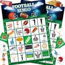 Football Party Games Football Bingo Game for Adults Kids Big Game Football Party Favors 24 Players Football Bingo Games Activities Football Birthday Party Supplies Favors (Green)