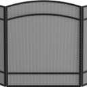 Fire Beauty Fireplace Screen 3 Panel Wrought Iron 48"(L) x 29"(H) Spark Guard Cover(Black)