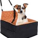 Dog Car Seat for Small/Medium Dogs, Memory Foam Dog Booster Seat, Travel Safety Per Car Seat with Washable Removable Cover, Storage Pockets for Dogs up to 35 lbs(BlackBrown)