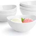 Sweese 10 oz Small White Porcelain Bowls - Set of 6 Dessert, Ice Cream, Snack & Yogurt Bowls, Ceramic Serving Bowls for Rice or Soup