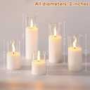 Clear Glass Flameless Candles with Remote Batteries, Flickering Slim LED Pillar Candles Set of 5