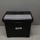 IRIS USA File Box with Lid File Organizer for Letter File w/ Organizer-Lid, Plastic Mobile Filing Organizer, Water Resistant Document Box, Portable File Box with Handle, Secure Buckle, Lockable, Black