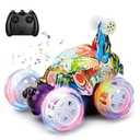 Kizeefun Remote Control Car for Kids RC Stunt Car Invincible 360°Rolling Twister with Colorful Lights & Music Rechargeable Remote Control Car Toy for Boys and Girls