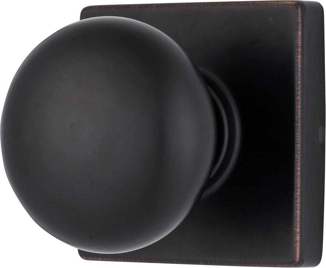 BRINKS Contemporary Passage Ball Door Knob, Modern Lock Set, Interior Door Knobs for Sleek Home Decor - Tuscan Bronze (1 Pack)