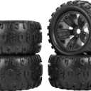 RC Station 17mm Hex RC Wheels and Tires 4PCS RC Truck Buggy 3.8 Tires Wheels for 1/8 1/10 Scale Arrma Kraton Notorious Outcast Typhon 6S 4S 3S Traxxas Maxx T Maxx Sledge Revo 3.3 Tires Wheels Preglued