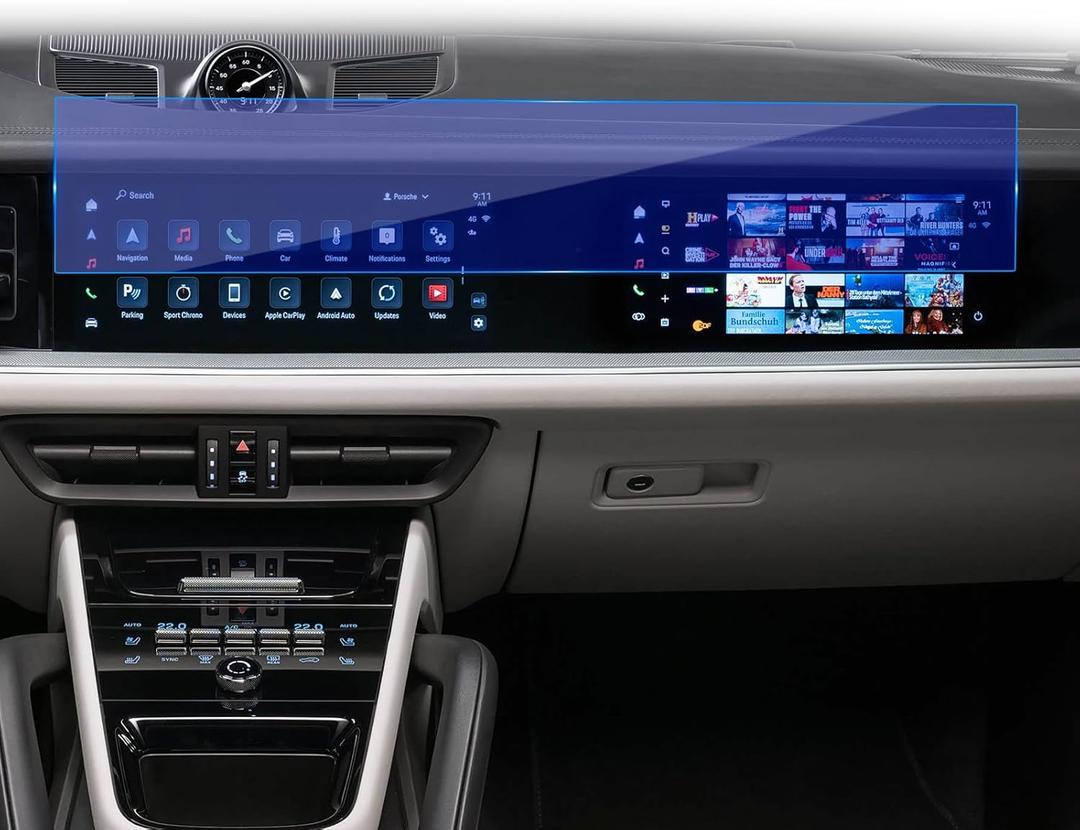 Blue Light Blocking for 2026 Porsche Cayenne Integrated Screen Protector for 2024 2025 Cayenne E-Hybrid AIO navigation 12.3"+10.9" Touchscreen Screen Tempered Glass Anti Scratch/Fingerprint