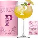 Physkoa Personalized Initial  Glass for Women - 20 oz Stemmed Monogrammed Glass, Customized Engraved Gift for Mom, Wife, Friend, Her - Birthday, Mothers Day, Lover Gift