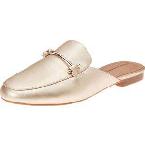 Amazon Essentials Women's Slip On Buckle Mule, Backless (8, Gold)