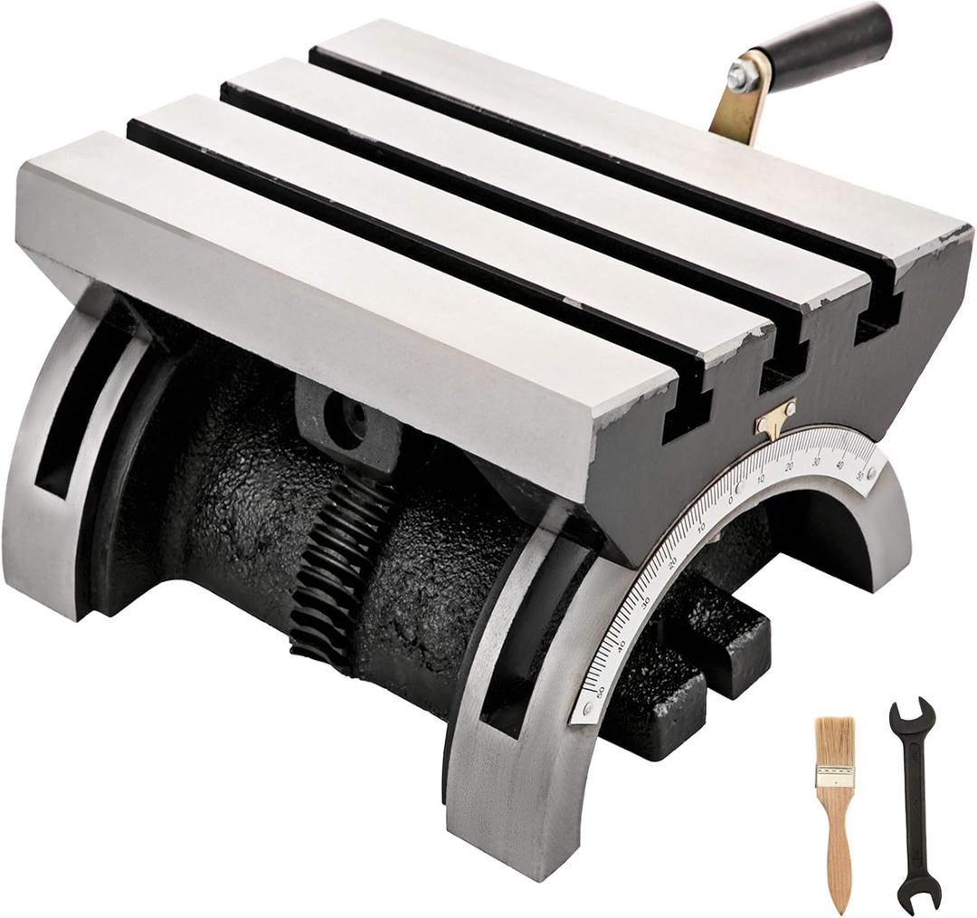 BestEquip Tilting Milling Table 10x7inch Tilting Angle Milling Machine 0-80Adjustable Swivel Angle Plate with 3 T-slots and an Adjustable Crank Handle Heavy Duty Tilting Milling Machine for Grinding