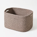 Decorative Storage Baskets for Organizing Shelves, Toy Basket for Nursery, Woven Cotton Rope Baskets for Decor, Towel Basket for Bathroom, 15"x11"x9.5", 1 Pack, Brown