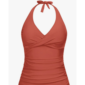 Tempt Me Women’s Tankini Top Halter Tummy Control Swim Tops Only Twist Front V Neck Bathing Suit No Bottom M