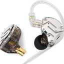 KZ ZS10 Pro In-Ear Monitor Earphones, 4BA+1DD Hybrid Driver IEM, HiFi Gaming Headphones with Stainless Steel Faceplate, In-Ear Earphones for Audiophile Musicians (Black)