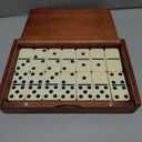 Yellow Mountain Imports 28 Tiles Double 6 Dominoes (Pips/Dots) Game Set - Jumbo Tournament Size Dominos with Dark Oak Wood Case