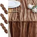 Xiomot 3PCS Table Runner Cheesecloth 10FT Brown Boho Gauze Cheese Cloth Rustic Sheer Table Runners for Wedding Bridal Baby Shower Party Decoration