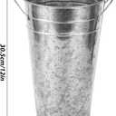 4PCS Galvanized Flower Bucket 12 inch Metal Vases for Flowers Large Galvanized Flower Bucket Vases Silver Galvanized Metal Flower Vases for Home Decor and Wedding Table Decoration