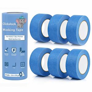 Blue Painters Tape, 2 in x 55 yd, 6 Rolls | Multi-Surface Masking Tape with Clean Removal, Ideal for Painting, Decorating, Indoor and Outdoor Projects
