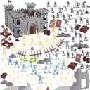 AMOR PRESENT 310PCS Ancient Military Soldier Set, Toy Medieval Knights Army Men Pirate Castle Model Assembly for Boys Birthday Party Gift
