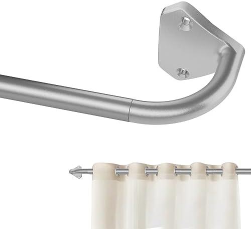 GXOACKJ Silver Curtain Rods for Windows 28 to 48 inch, 5/8 inch Adjustable Wrap Around Blackout Curtain Rods for Bedroom & Outdoor