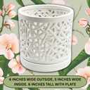 Large Ceramic Orchid Pot with Holes, 6 Inches Wide, for Indoors or Outdoors with Woven String Cut Out Design, Orchid Planters, Orchid Gifts (String Cut Out Design)