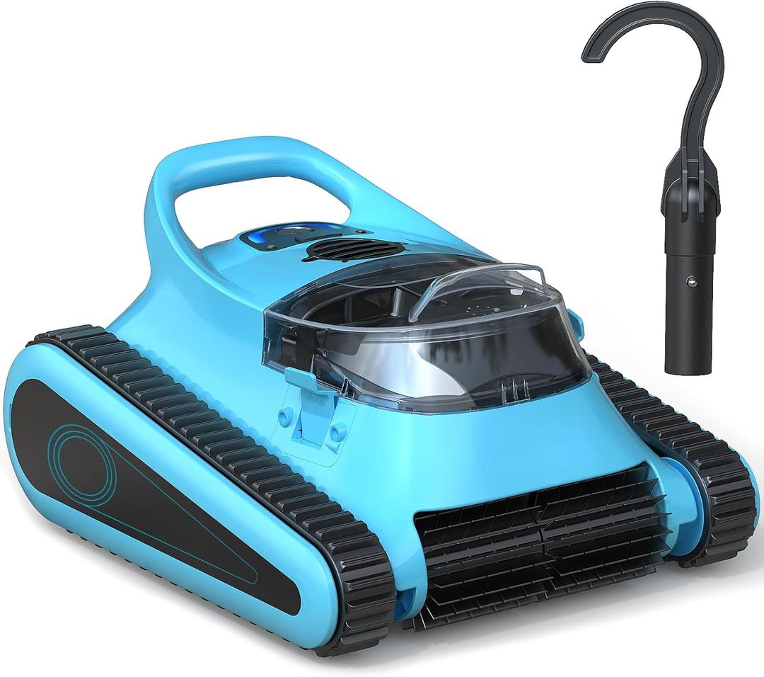 Robotic Pool Cleaner for Inground Pools Cordless Pool Vacuum Robot with Hook 180W Suction Auto Vacuums Wall Climbing Waterline Scrubbing Cleaning 150 Mins Long Battery Up to 2,000 sq.ft