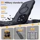 2 x for iPhone 15 Pro Case with MagSafe, Upgraded [Full Camera Protection] [Fit for MagSafe] [Mil-Grade Drop] Cute Wave Translucent Non-Slip Phone Case for iPhone 15 Pro 6.1",Black