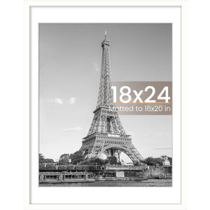 upsimples 18x24 Picture Frame, Display Pictures 16x20 with Mat or 18 x 24 Without, Wall Hanging Poster Frames, White, 1 Pack (18x24, White)