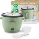 GreenLife Rice Cooker with Removable PFAS-Free Ceramic Nonstick Pot, 3-Cups Uncooked/6-Cups Cooked, Grains & Oatmeal Multicooker, Compact One-Switch Design, Auto Keep Warm, Easy Clean, Sage Green