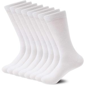 Sock Amazing Unisex Bamboo Rayon Socks Super Soft Black Crew Socks 8 Pack (10-13, White)