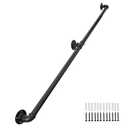 Handrails for Outdoor Steps 5FT, Galvanized Steel Handrails for Indoor Stairs Easy to Install, Iron Balusters Hand Railing Indoor Outdoor for Household or Commercial Buildings