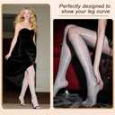 2 Pairs Shiny Pantyhose for Women High Waist Silk Oil Shimmer Sheer Tights (Large-X-Large, Grey)