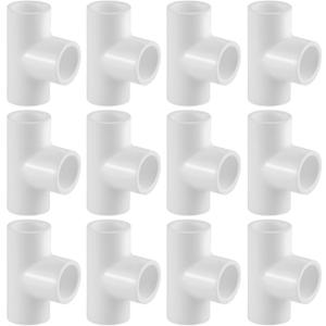 LESSO 12PCS 3/4 Inch Tee PVC Fitting 3 Way Connector, Furniture Grade Corner Fittings for DIY Building Furniture Greenhouse Shed Pipe Fittings Tent Connection (Pack of 12)
