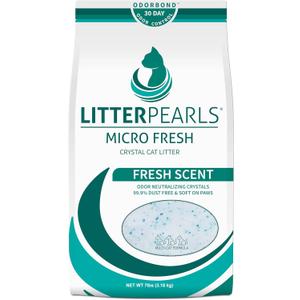 Litter Pearls Micro Fresh Scented Non-Clumping Crystal Cat Litter with Odorbond, 7 lb
