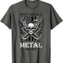 Make America Metal Again Vintage 80s Rock Skeleton With T-Shirt, M