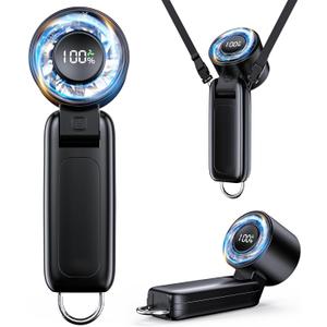 Handheld Fan, Portable Fan, 1-100 Speed Adjustable Turbo Fan, 5000mAh Rechargeable Mini Personal Fan with Foldable Design and LED Display for Travel, Office, Home and Outdoor Use Black