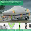 UIRWAY Boat Cover Waterproof, Heavy Duty 1200D Boat Tarp with Reflective Strips, Bass Boat Covers for Trailering & Mooring, Fits V-Hull Fishing Runabout Yacht, Length: 20'-22' Beam Width up to 100" (Gray)