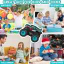DYODYORC Remote Control Car, 2.4Ghz All Terrain Dinosaur Monster Truck Toys, RC Truck with Music, 3 Lighting Effects, 360 Stunt Capable, 2 Batteries Ready to Run, Toy Gifts for Boys and Girls (Cyan)