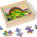 Melissa & Doug 4in1 Wooden Dinosaur Jigsaw Puzzle Set, 48 Pieces with Storage Box, Toddler Puzzle Toy for Kids Ages 3+ - FSC Certified