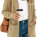 TASAMO Women's Kimono Cardigan Long Sleeve Open Front Casual Knit Sweaters Coat Oversized Soft Outwear with Pockets (Medium, A-06 Khaki)