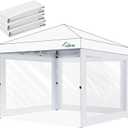 Clear Canopy Sidewalls for 10x10 Pop Up Tent, Transparent Window Curtain Cloth, 8 Mil PVC Enclosure Fabric with Zipper, White (3Pack Sidewalls Only, Not Included Frame&Top)