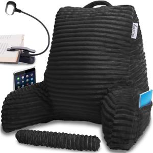 Homie Reading Pillow with Wrist Support, Has Arm Rests, and Back Support for Bed Rest, Lounging, Reading, Working on Laptop, Watching TV (Black) (Medium 17in x 30in)