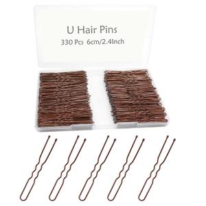 330 Count U Shaped Hair Pins Brown, YINGFENG 2.4inch Brown Bun Pins Bun Hair Pins for Women Girls with Storage Box, Hair Accessories for All Women Hair Types